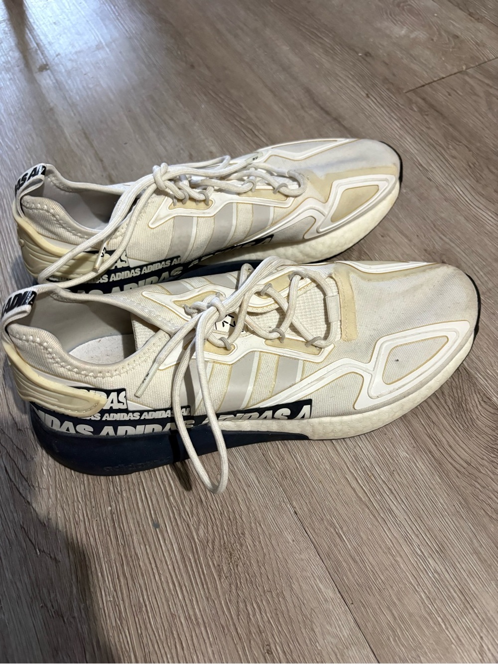 adidas Cream White Men's Lifestyle Sneakers with Black Heel Accent